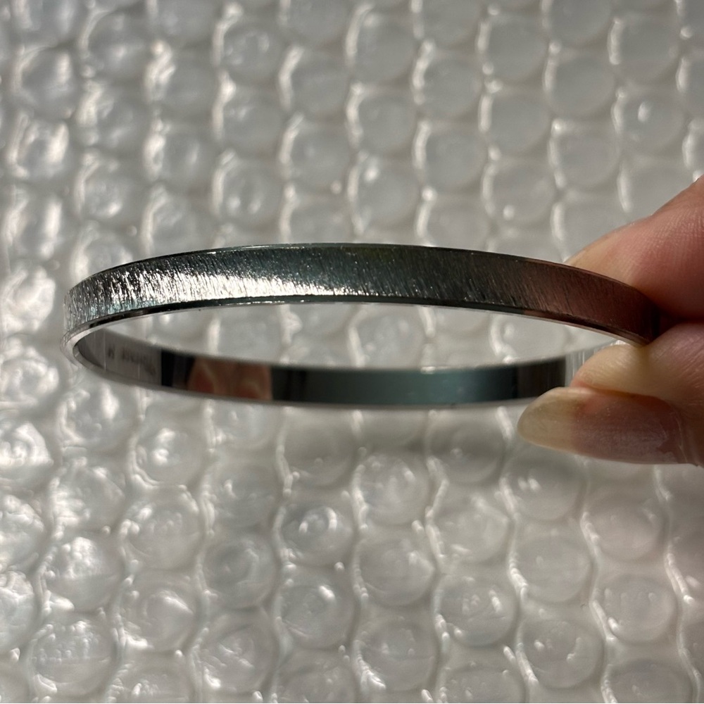 Vintage Crown Trifari Brushed Silver Tone Bangle Bracelet